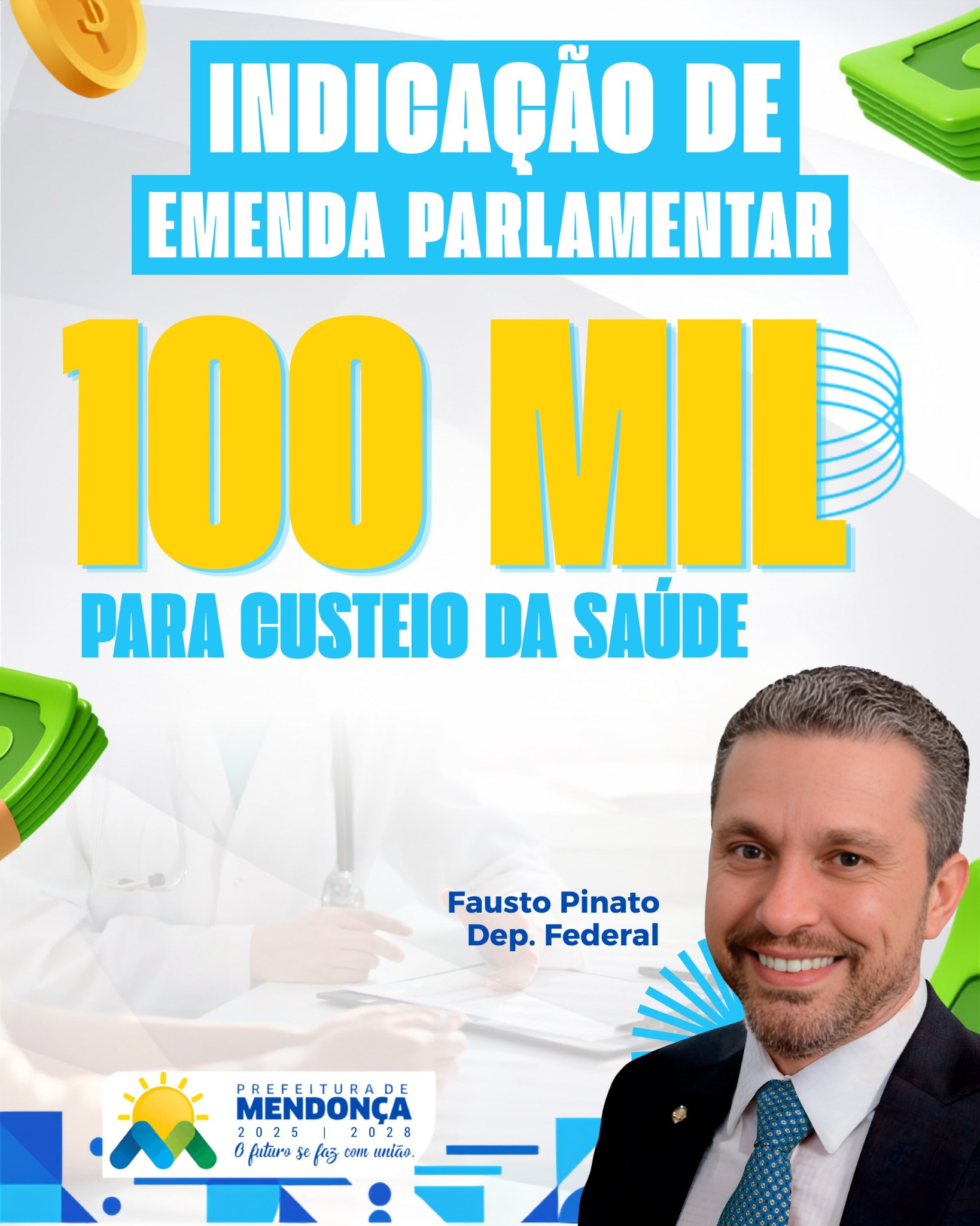 INDICAÇÃO DE R$ 100 MIL REAIS PARA CUSTEIO DA SAÚDE