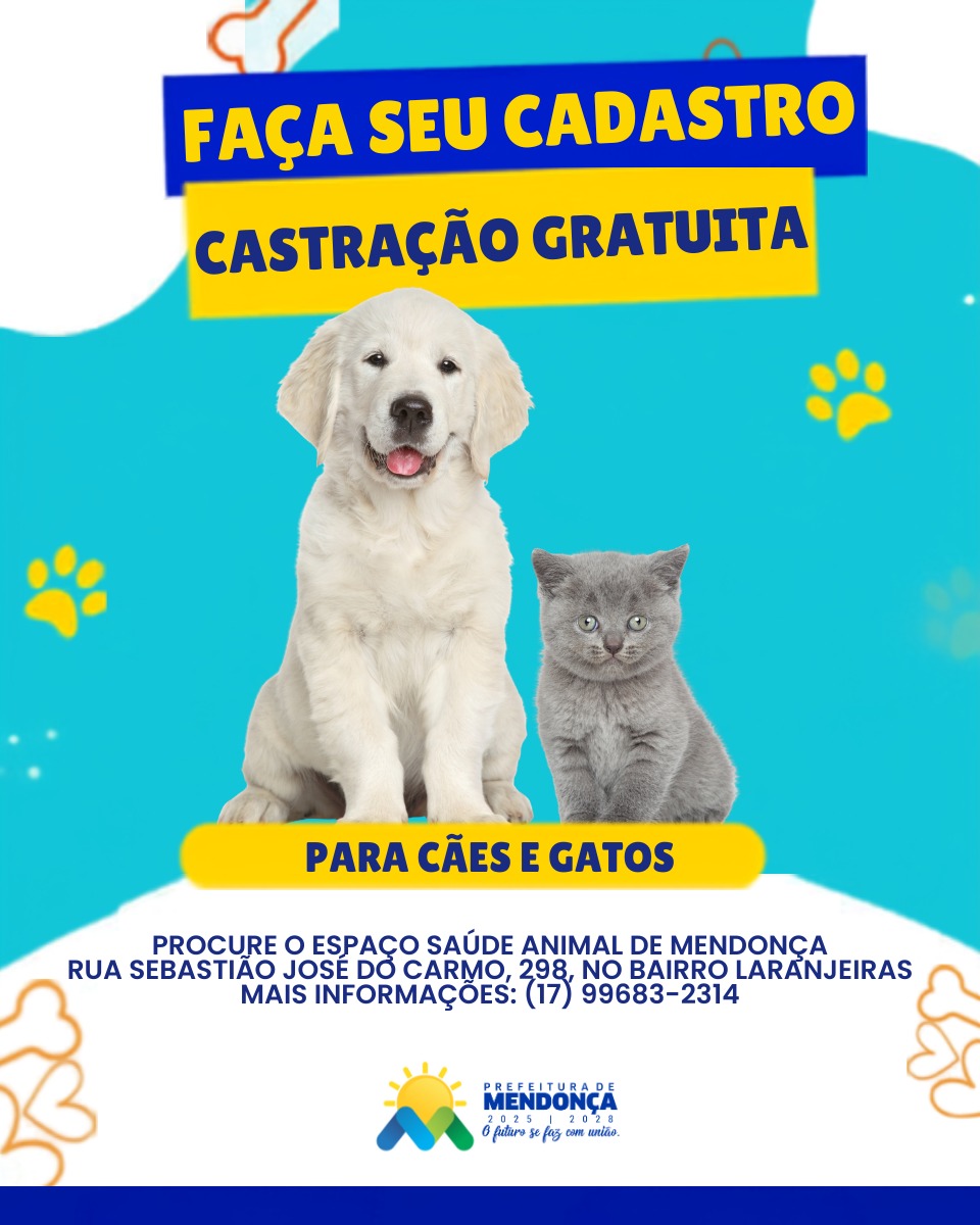 Castração Gratuita – Prefeitura de Mendonça